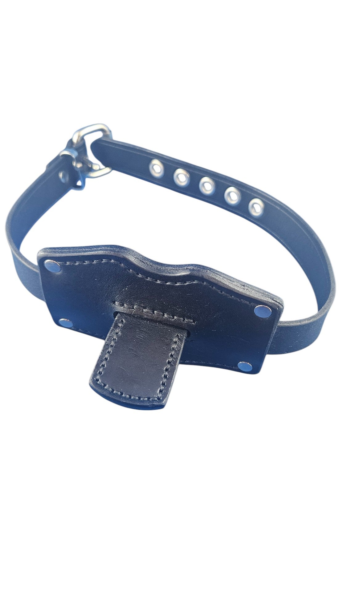 100% Leather Tongue Gag with Tongue Depressor – Adjustable BDSM Restraint Gag