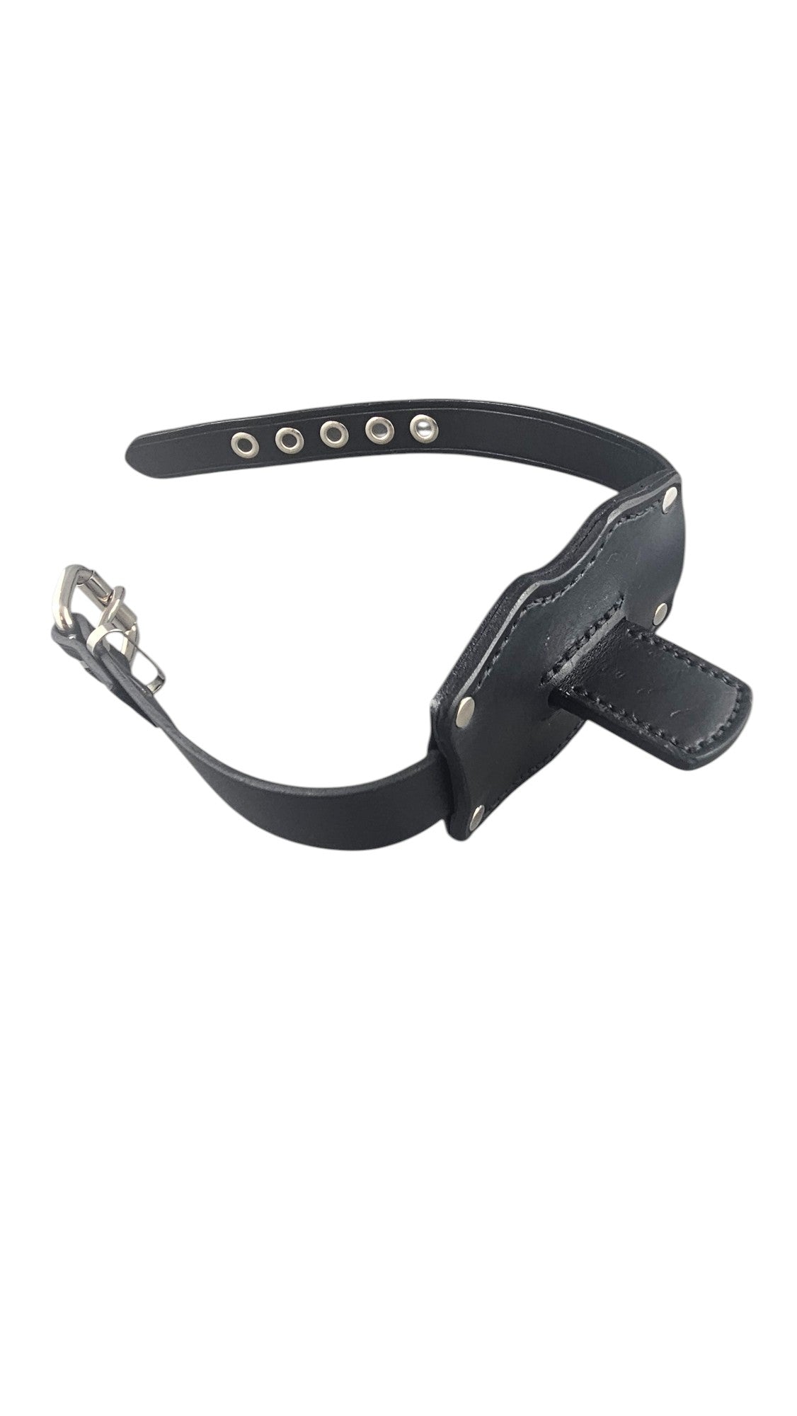 100% Leather Tongue Gag with Tongue Depressor – Adjustable BDSM Restraint Gag