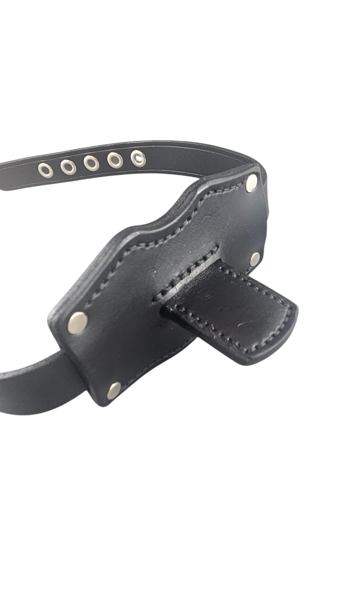100% Leather Tongue Gag with Tongue Depressor – Adjustable BDSM Restraint Gag