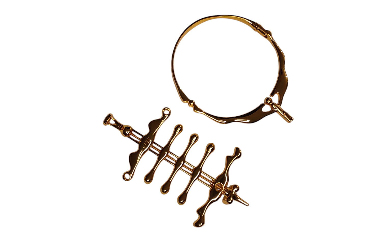 Gold Collar and Finger Restraint System – Luxury BDSM Bondage Gear
