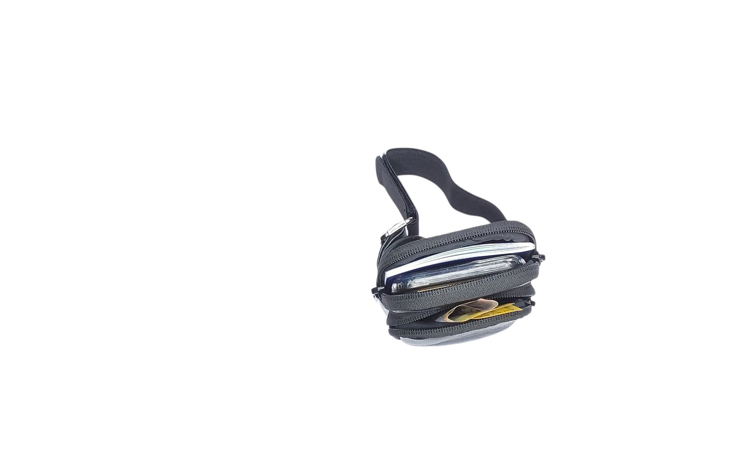 Hand Made Leather Ankle or Arm Bag with twin zippered pockets and Velcro fastener