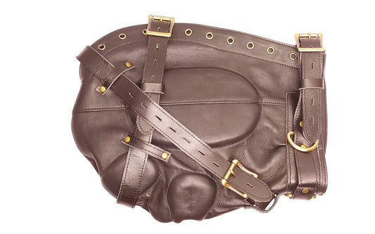 Handmade Leather Sensory Isolation Hood — Black, Lined, Rear Lacing