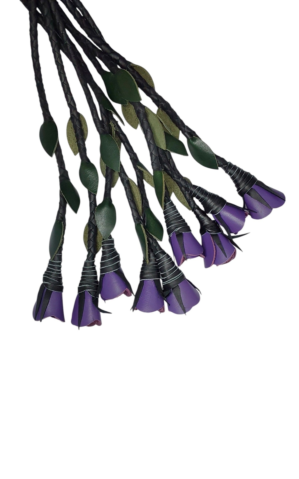 100% Leather Hand Made, Eggplant Purple Splay Floggers Single Sided, Not Stitched