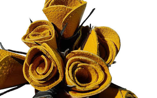 Hand Made, 100% Leather Yellow Rose Splay Floggers Double Sided,Stitched Edges