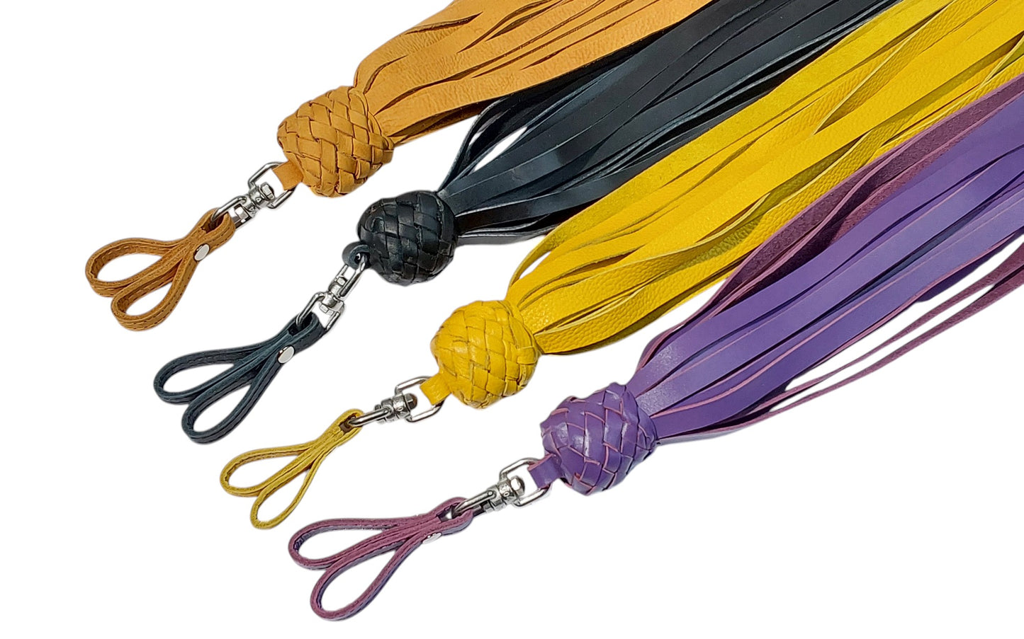 Hand Made Leather Finger Floggers 45cm Long Falls, Light Weight 225Grams. Single Flogger