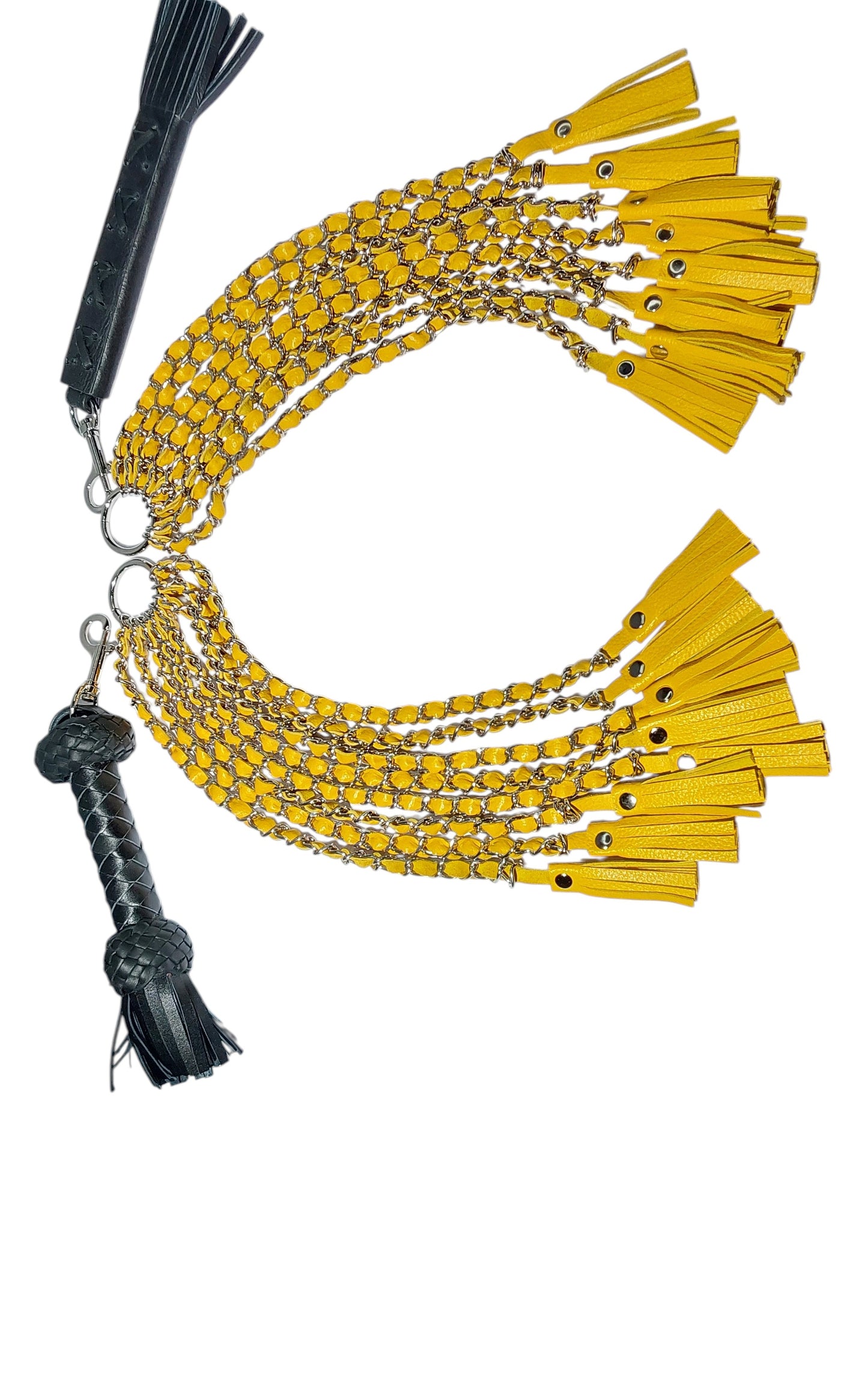 Hand Made Chain with Leather Inlay Flogger Detachable Round Handle & Swivel BDSM Impact Toy