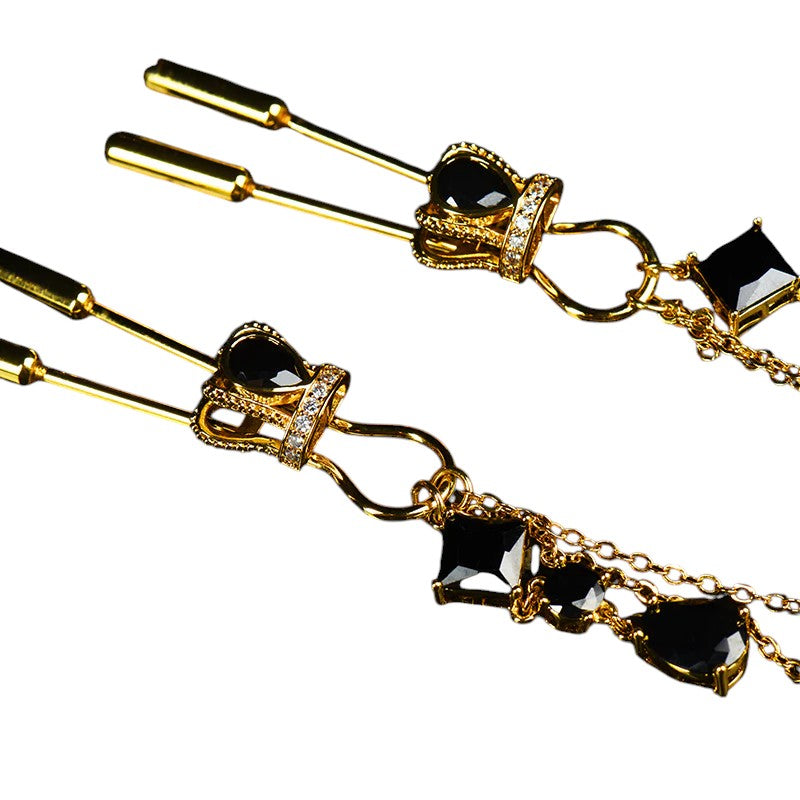 Gold Nipple Clamps with Dual Chains – Luxury BDSM Jewelry
