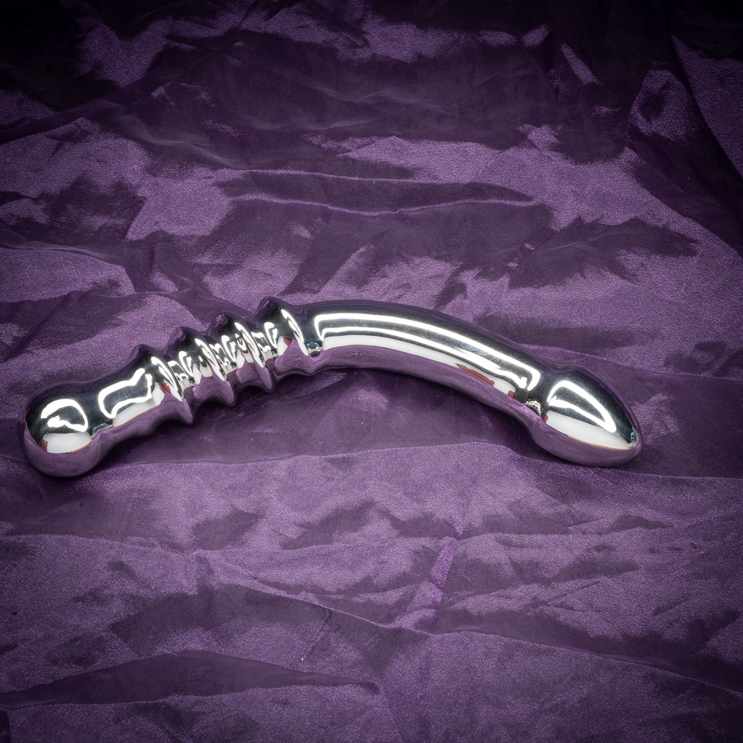 DD Grando Bow – Stainless Steel Ribbed Wand | Bowed Sword-Like Massager with Handle, 20cm