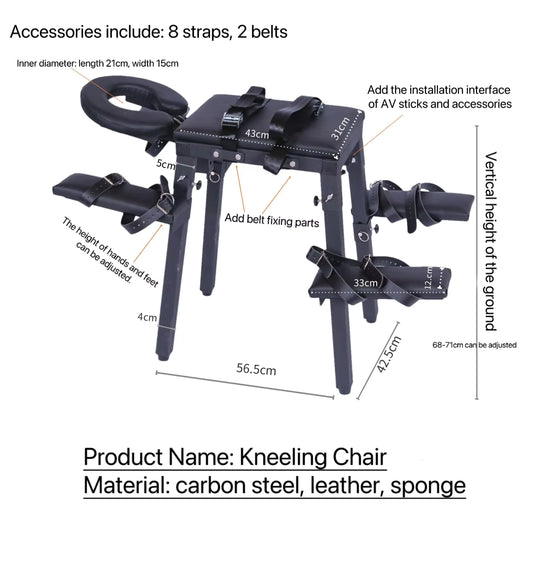 MATURE | Portable Spanking Bench with Headrest – Black Dungeon Furniture | Adjustable Bondage Bench for Restraint & Impact Play