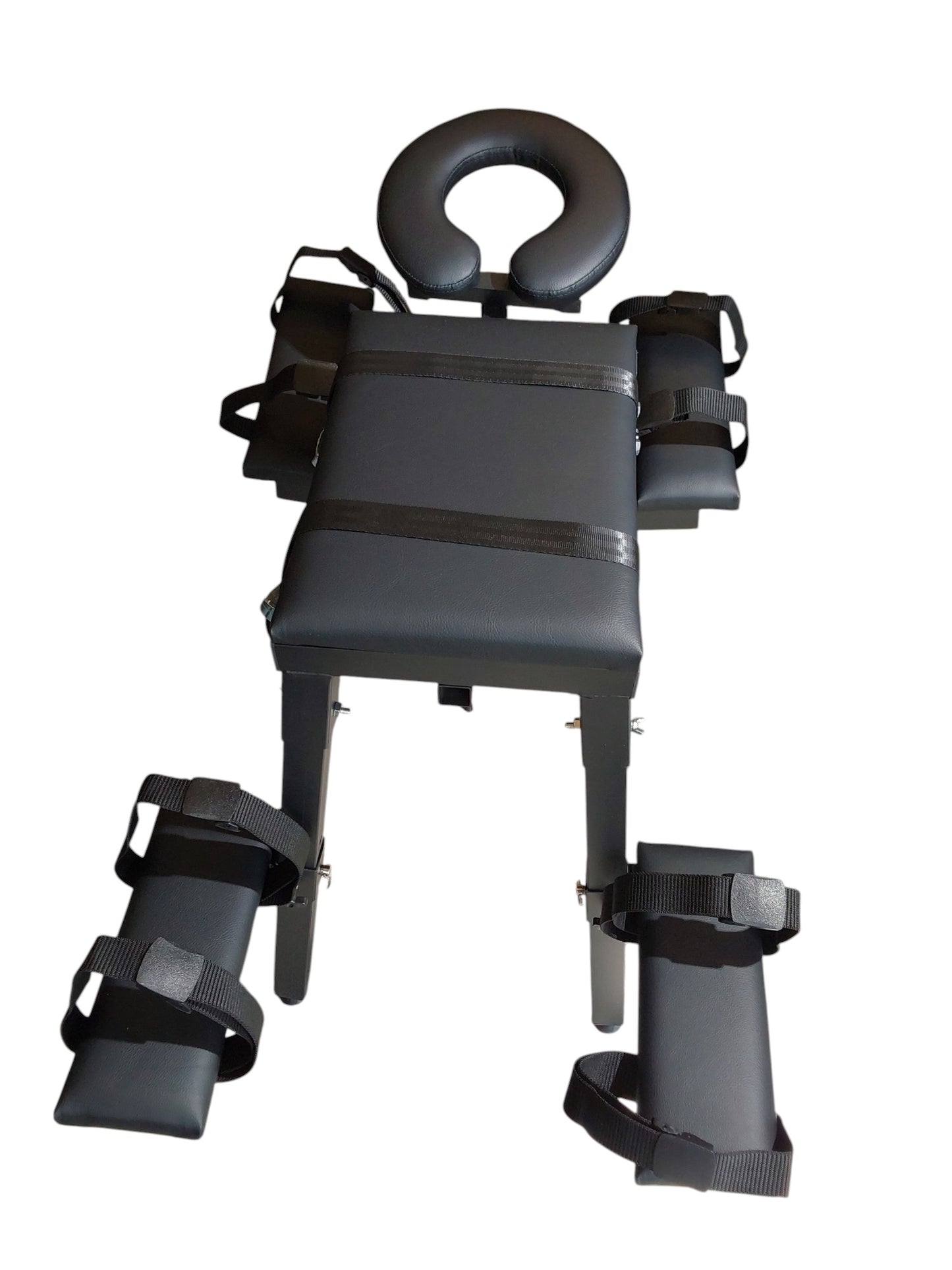 MATURE | Portable Spanking Bench with Headrest – Black Dungeon Furniture | Adjustable Bondage Bench for Restraint & Impact Play
