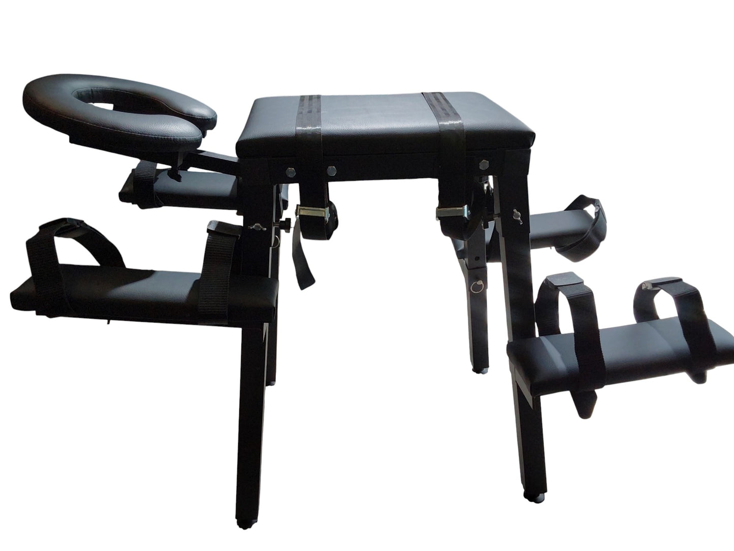 MATURE | Portable Spanking Bench with Headrest – Black Dungeon Furniture | Adjustable Bondage Bench for Restraint & Impact Play