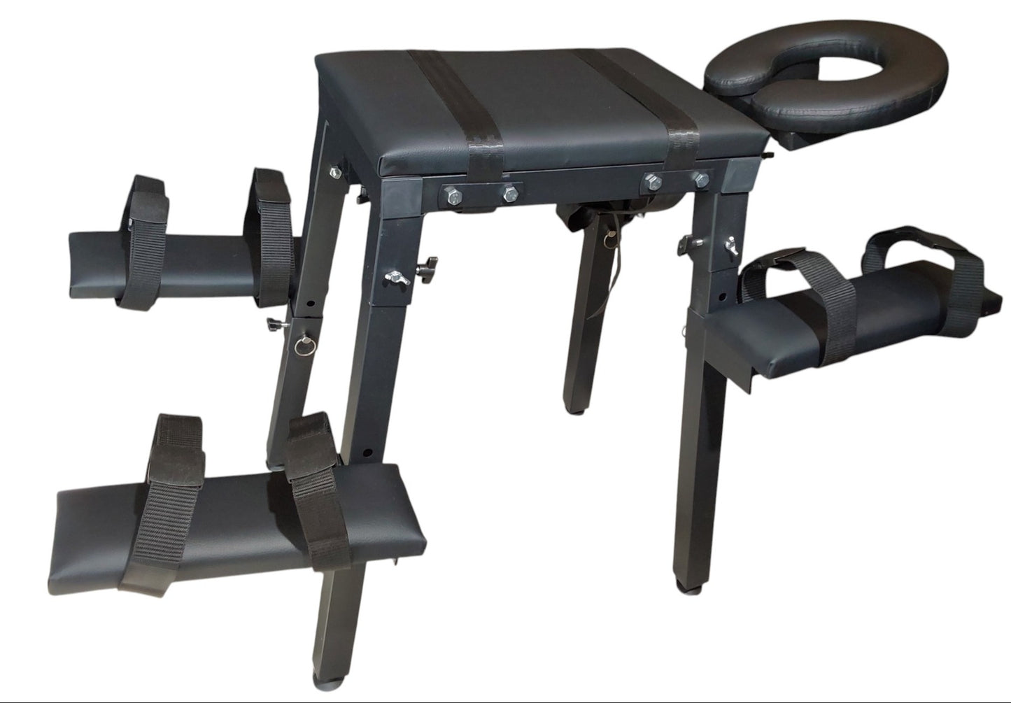 MATURE | Portable Spanking Bench with Headrest – Black Dungeon Furniture | Adjustable Bondage Bench for Restraint & Impact Play