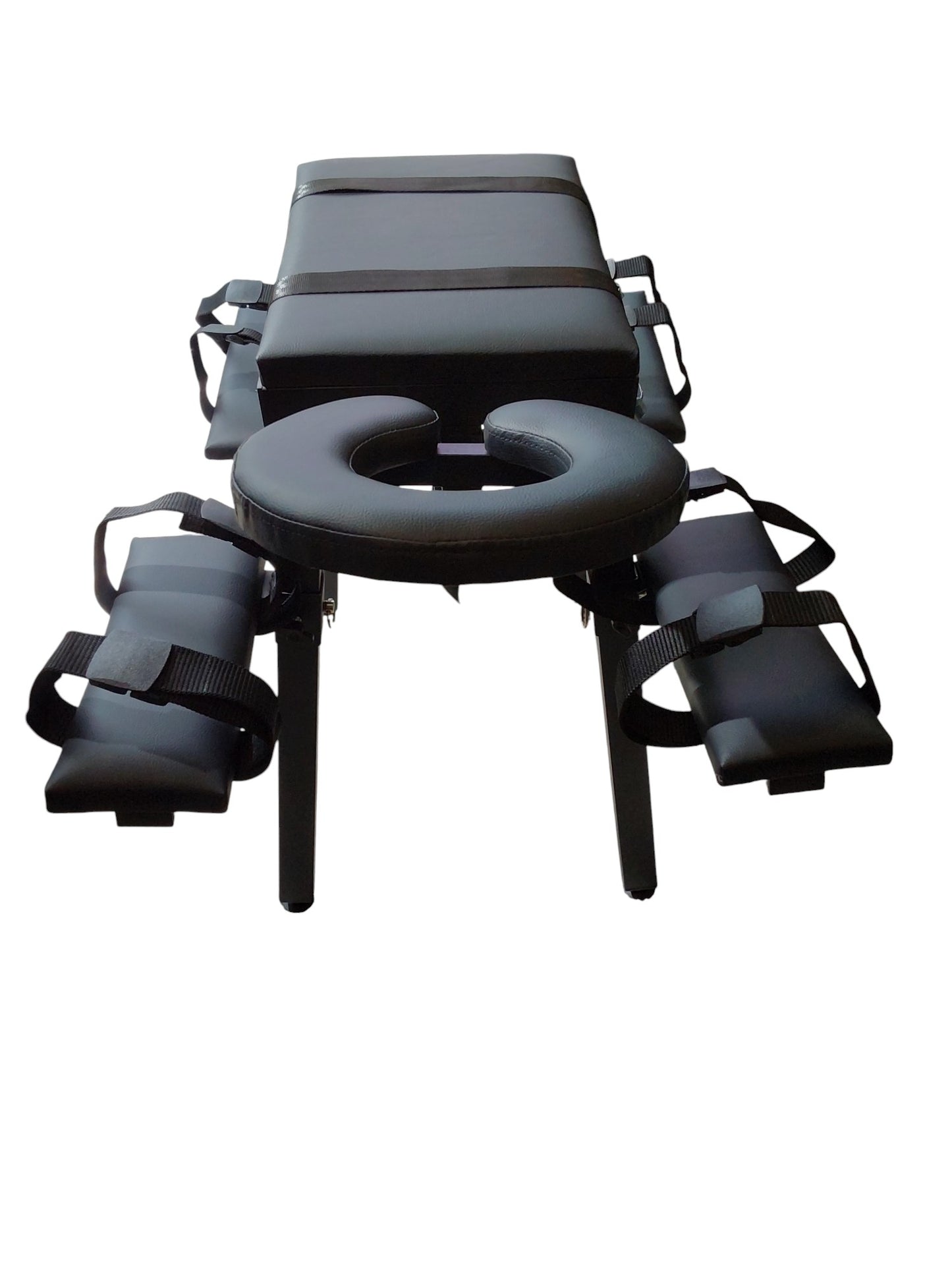 MATURE | Portable Spanking Bench with Headrest – Black Dungeon Furniture | Adjustable Bondage Bench for Restraint & Impact Play