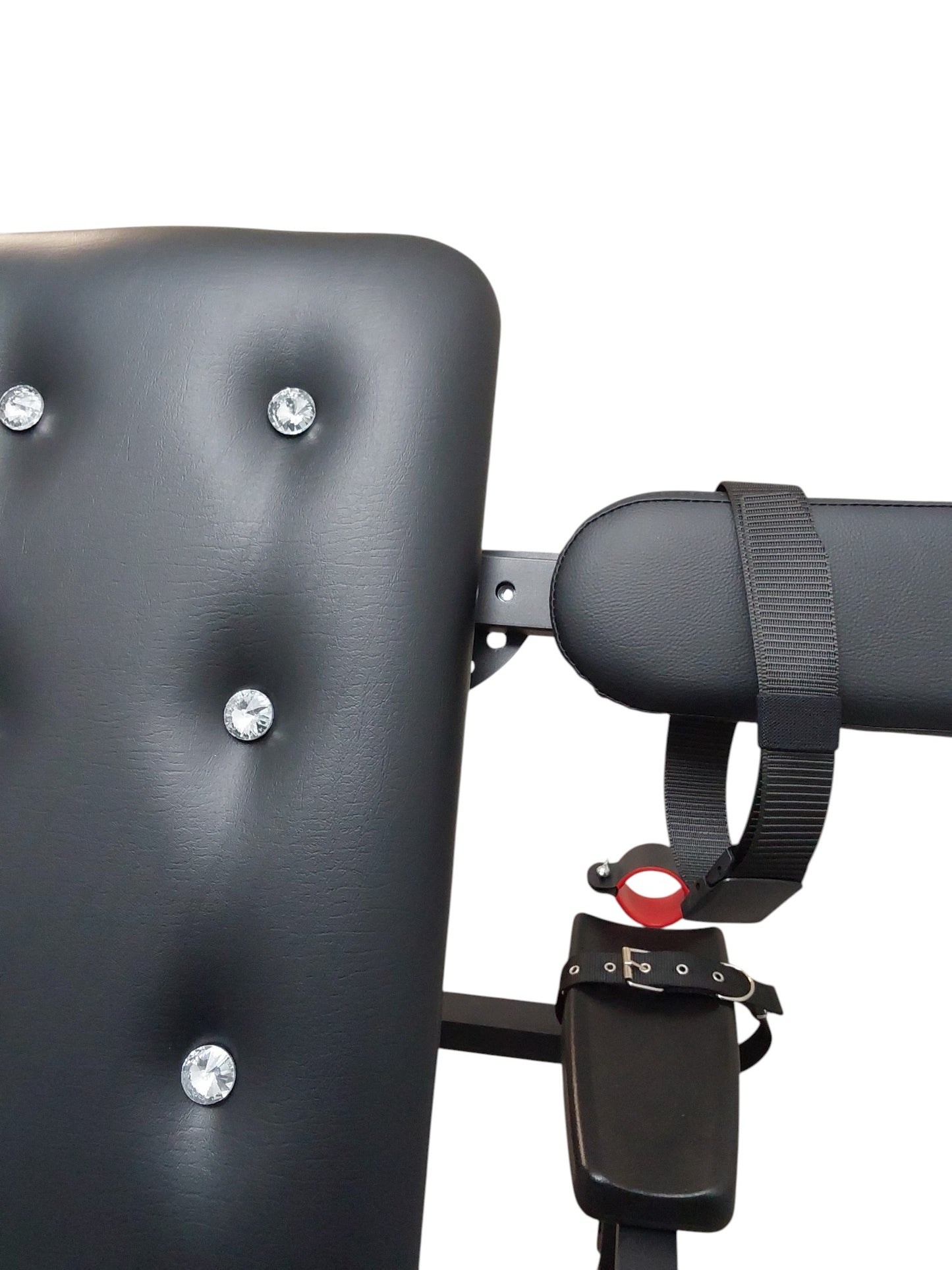 Mature Impact BDSM Bench "Infernal Shadows Bench" Multi position Bondage Bench with restraints , Adjustable Steel Frame, Black Vinyl
