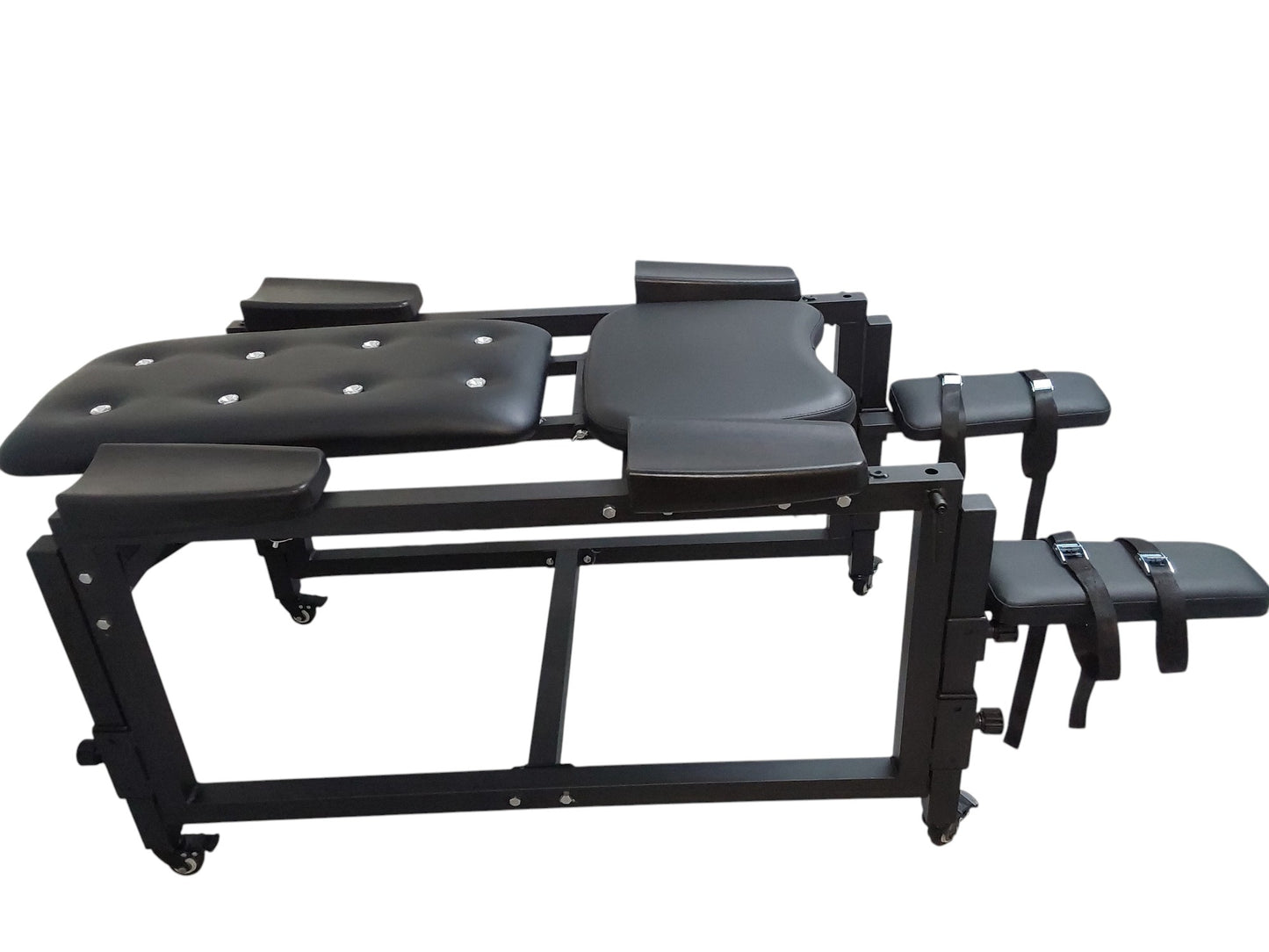 Mature Impact BDSM Bench "Infernal Shadows Bench" Multi position Bondage Bench with restraints , Adjustable Steel Frame, Black Vinyl