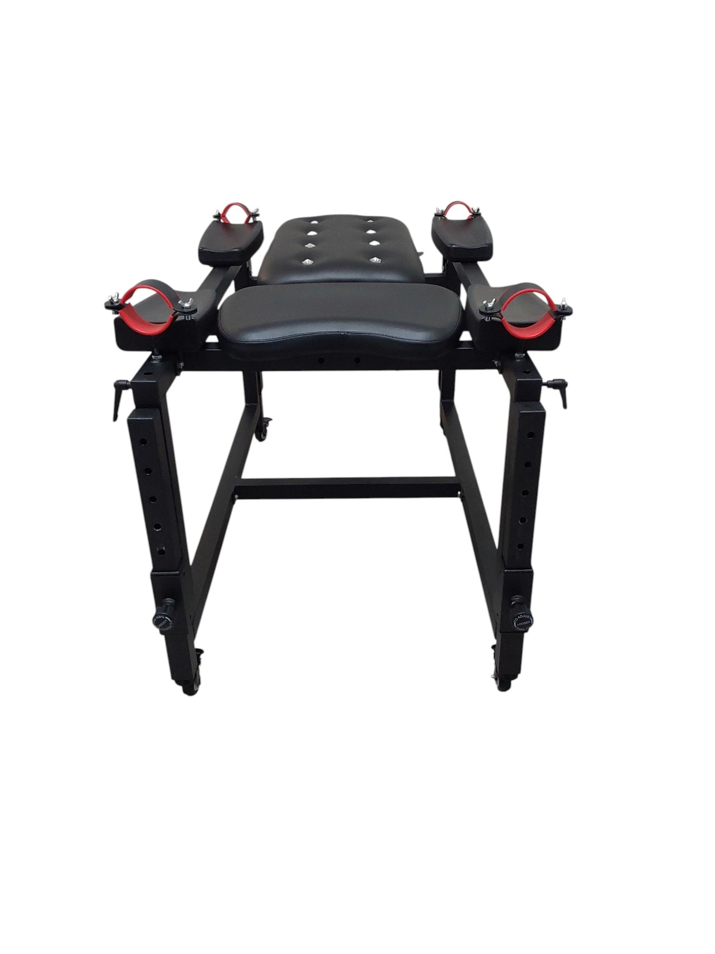 Mature Impact BDSM Bench "Infernal Shadows Bench" Multi position Bondage Bench with restraints , Adjustable Steel Frame, Black Vinyl