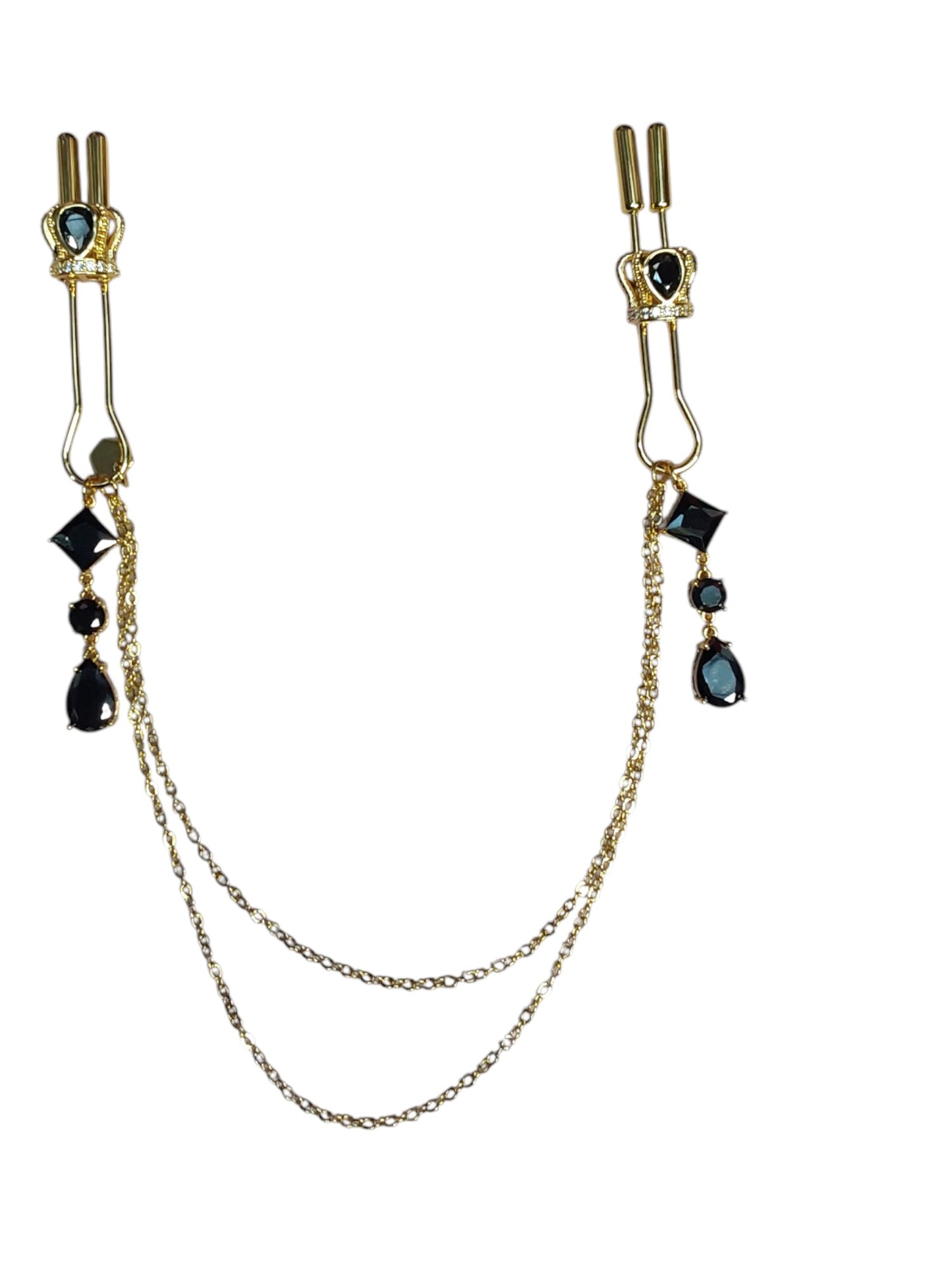 Gold Nipple Clamps with Dual Chains – Luxury BDSM Jewelry