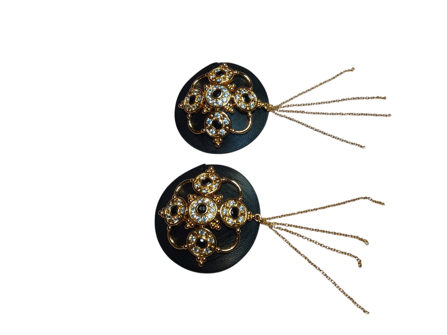 Luxury Baroque Leather Pasties with Czech Zircon Gems Inlaid