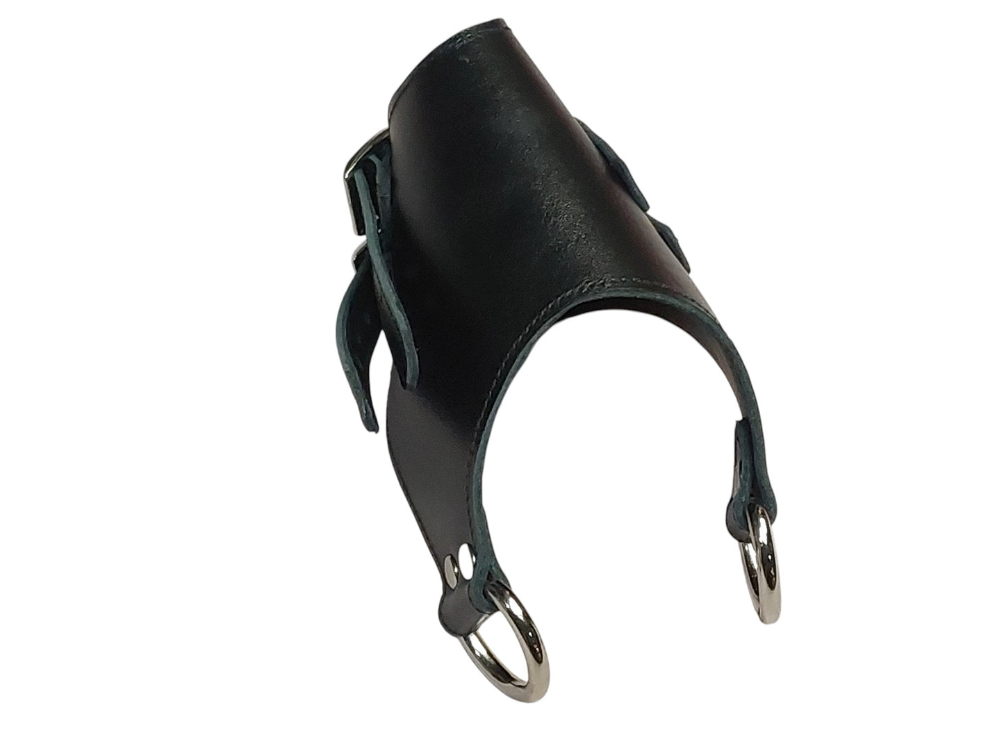 Heavy-Duty Leather Parachute Ball Stretcher — Black, Dual Buckle