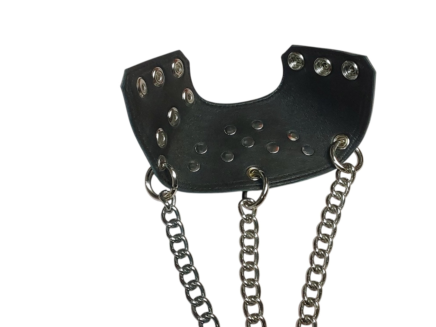 Hand-Made Black Leather Parachute Ball Stretcher — With Chains (Silver)
