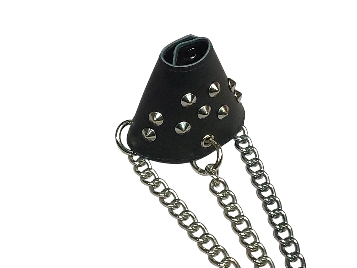 Hand-Made Black Leather Parachute Ball Stretcher — With Chains (Silver)