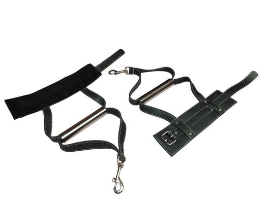 Hand-Made Leather Suspension Cuffs with Metal Hand Grip