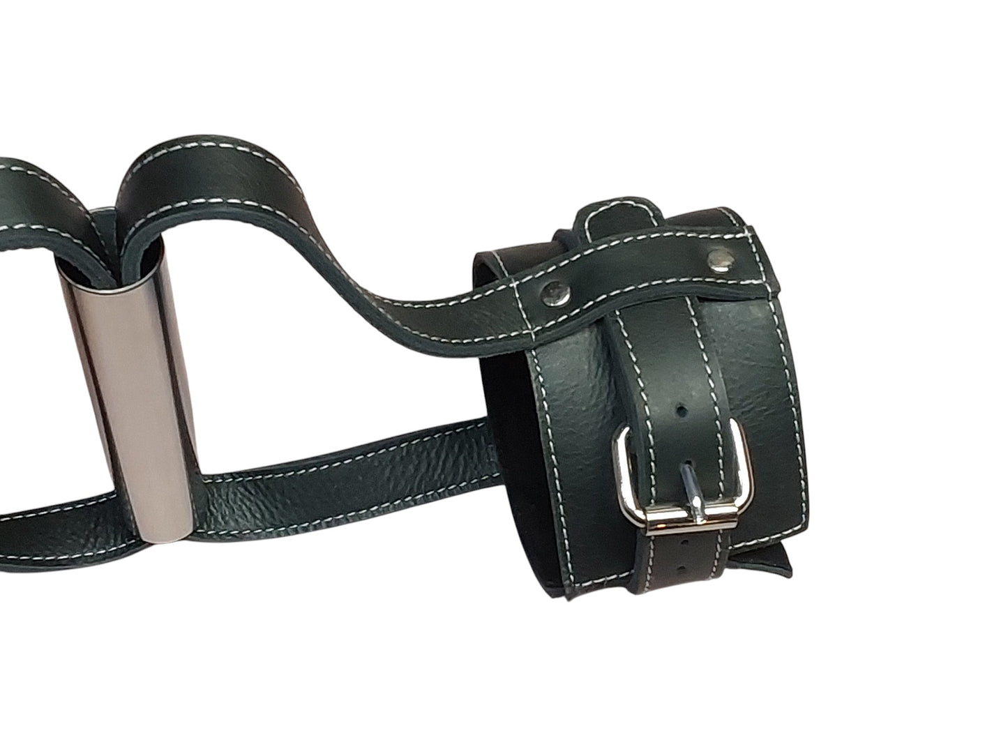 Hand-Made Leather Suspension Cuffs with Metal Hand Grip
