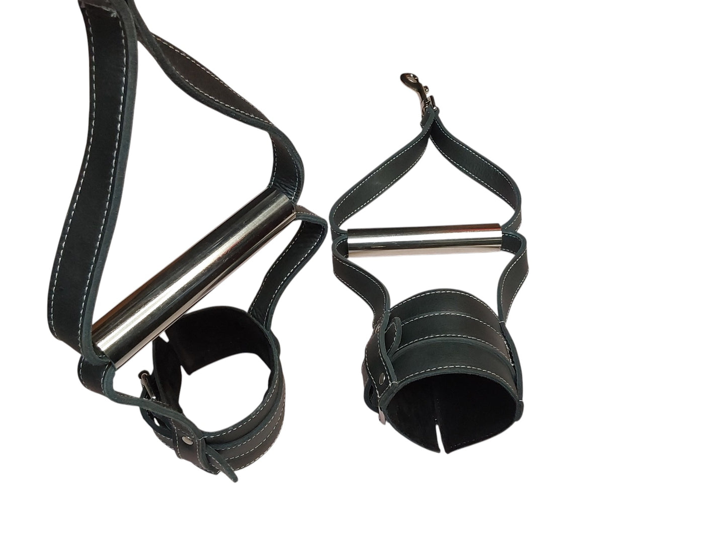 Hand-Made Leather Suspension Cuffs with Metal Hand Grip