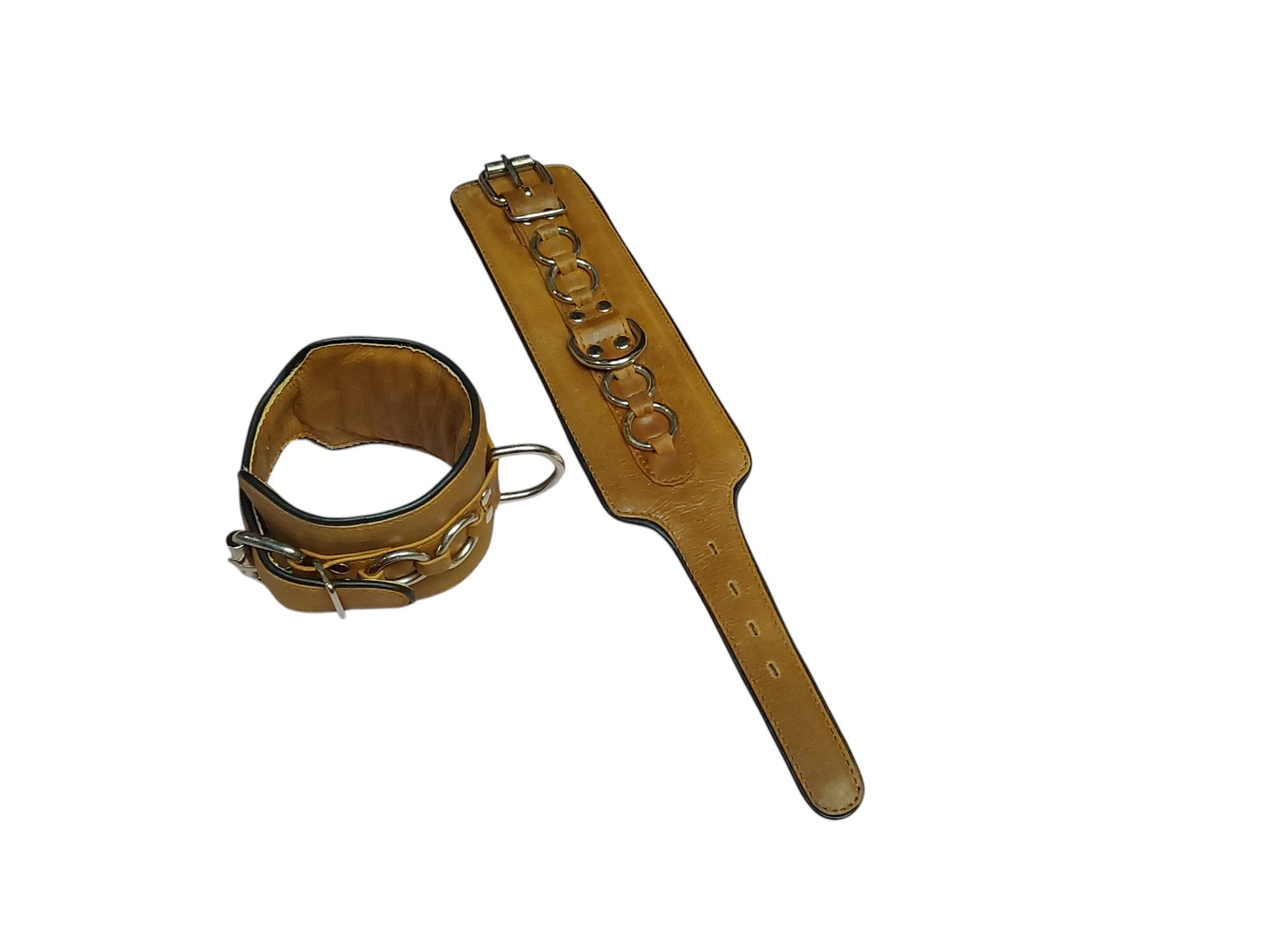 Hand-Made Leather Bondage Cuffs – Padded Wrist Restraints for BDSM & Fetish Play 2 Pieces(Set)