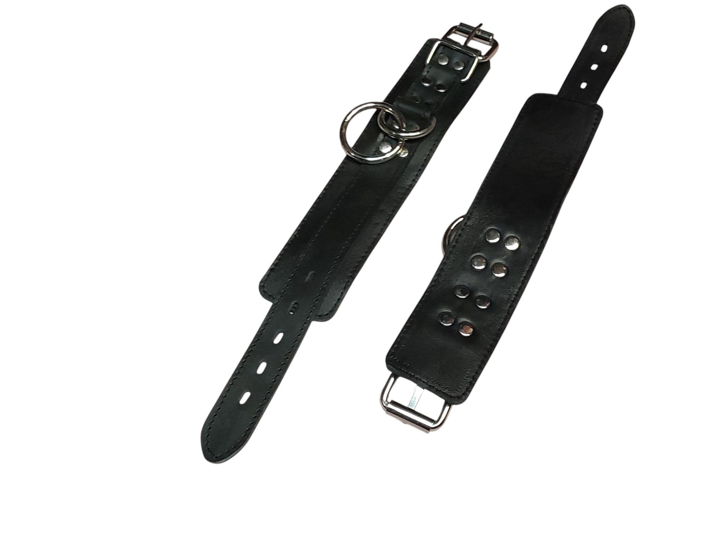 Handmade Leather Bondage/BDSM Wrist Cuffs — Black (Daily Wear Design)