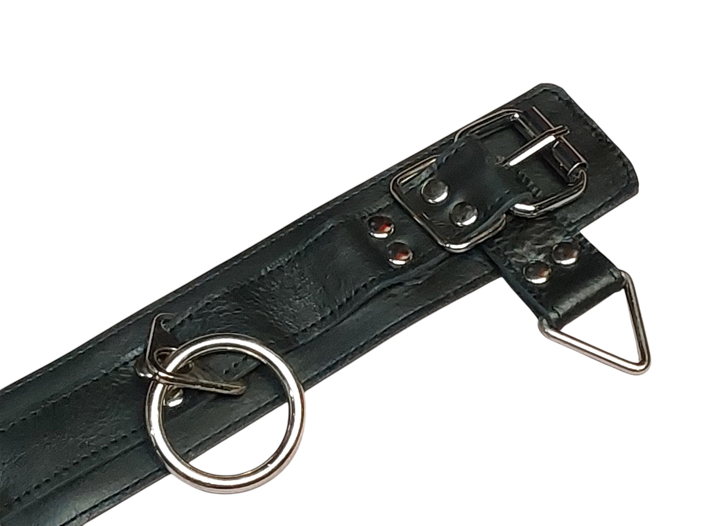 Handmade Leather Collar with 4 Rings (Adjustable BDSM Collar)