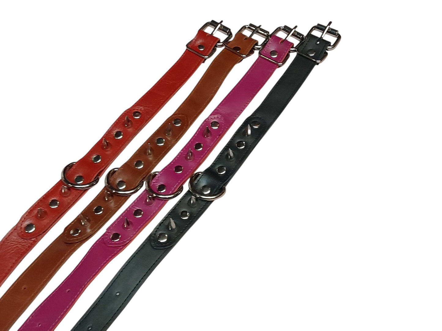 Handmade Leather Collar with Spikes & D-Ring | Adjustable BDSM