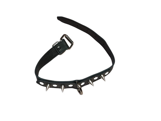 Handmade Leather Collar with Spikes & D-Ring | Adjustable BDSM