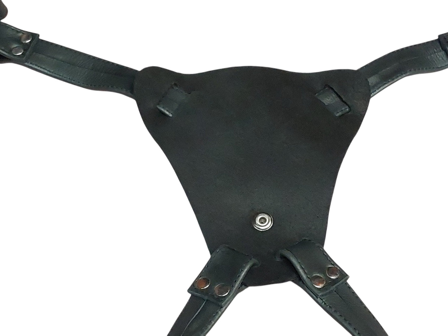 Handmade Black Leather Strap-On Harness — Removable 50 mm Ring, Adjustable Leg & Waist