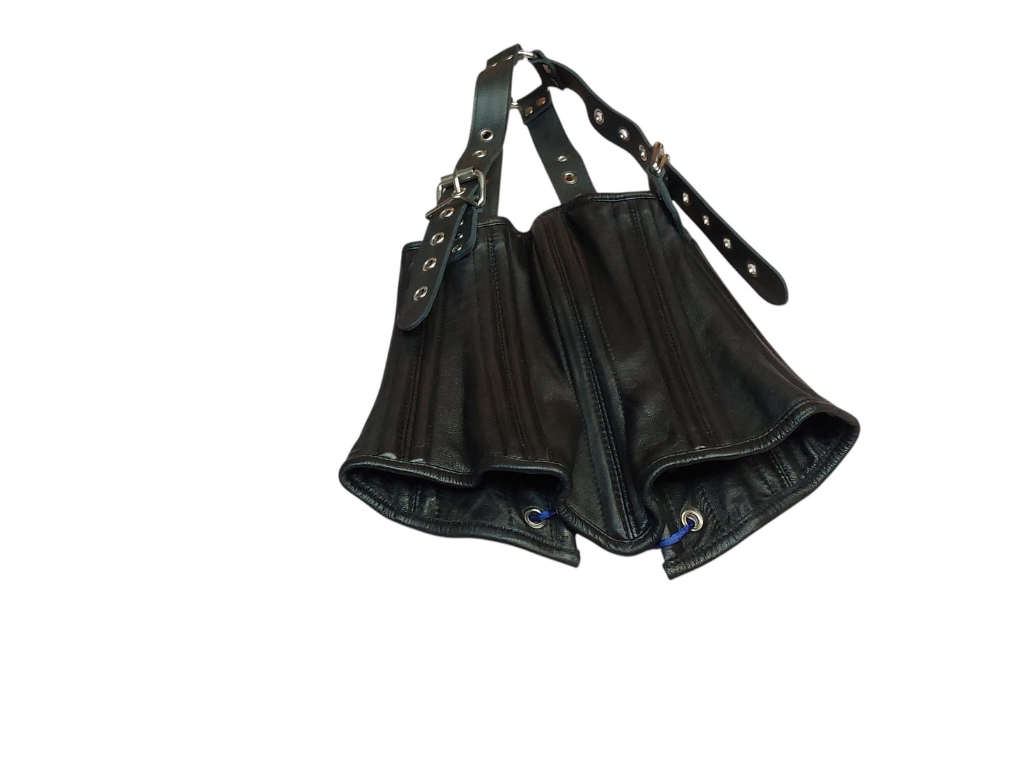 Handmade Leather Neck Corset — Black, Upright Straps (Non-Load-Bearing).With4 adjustable head straps