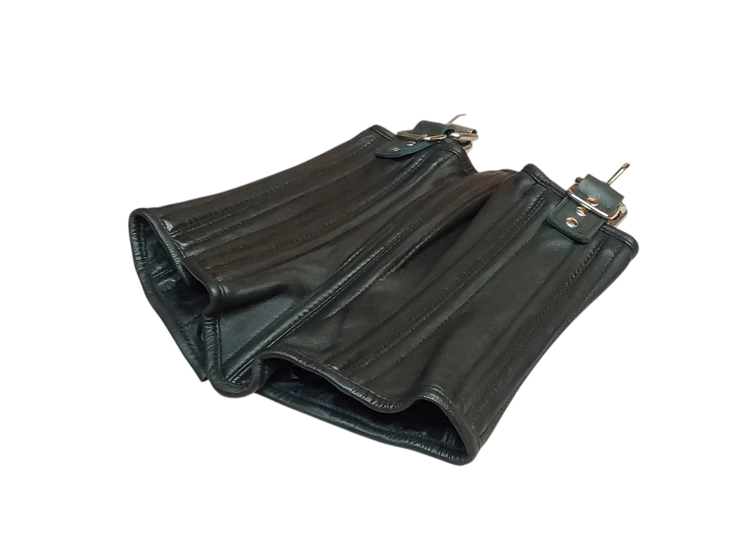 Handmade Leather Neck Corset — Black, Upright Straps (Non-Load-Bearing).With4 adjustable head straps