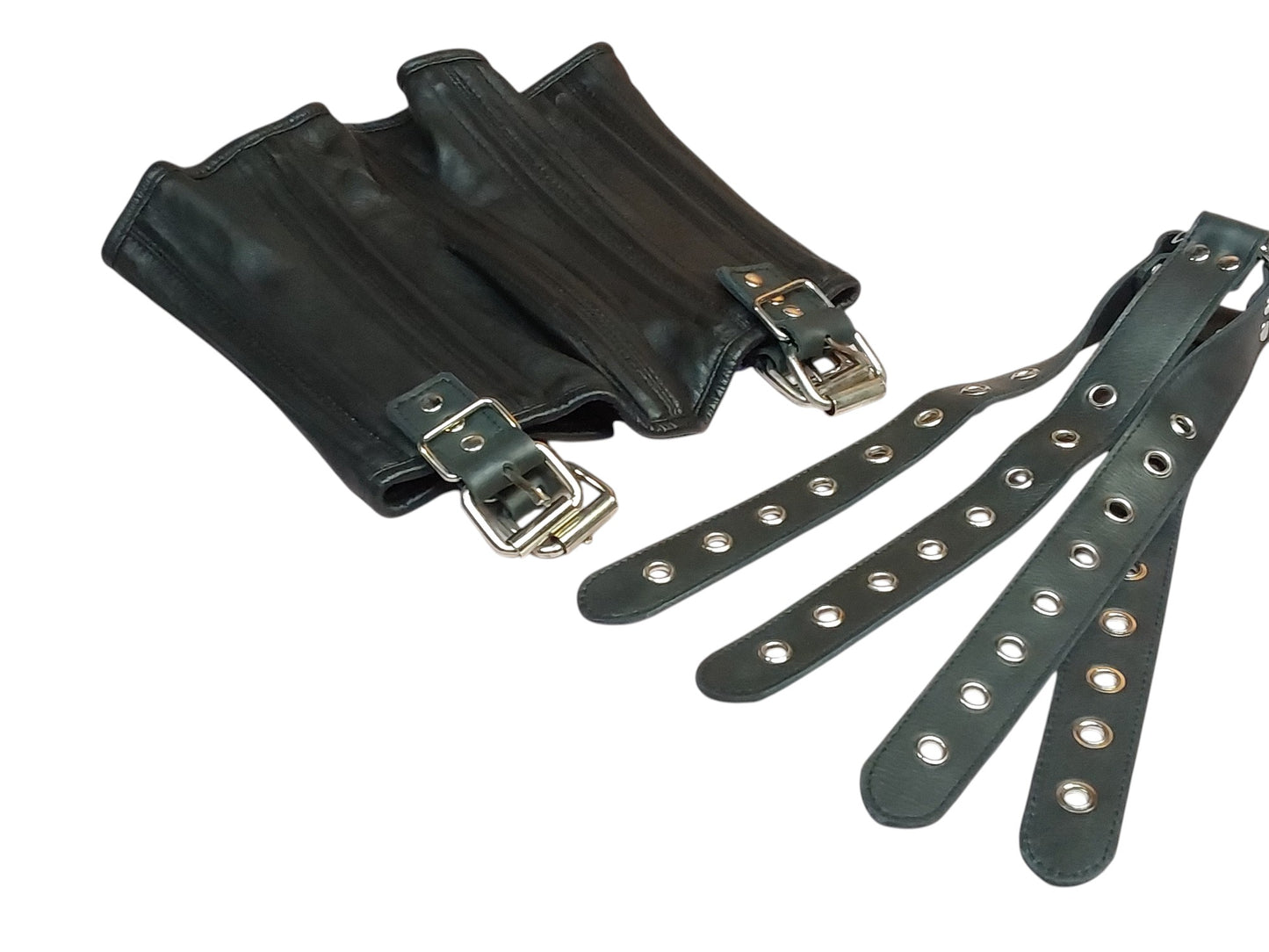 Handmade Leather Neck Corset — Black, Upright Straps (Non-Load-Bearing).With4 adjustable head straps