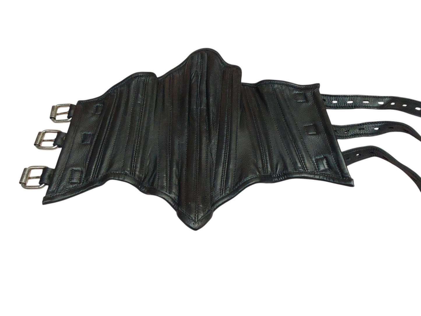 Handmade Leather Black Posture/Neck Collar Over Chin— 3-Buckle