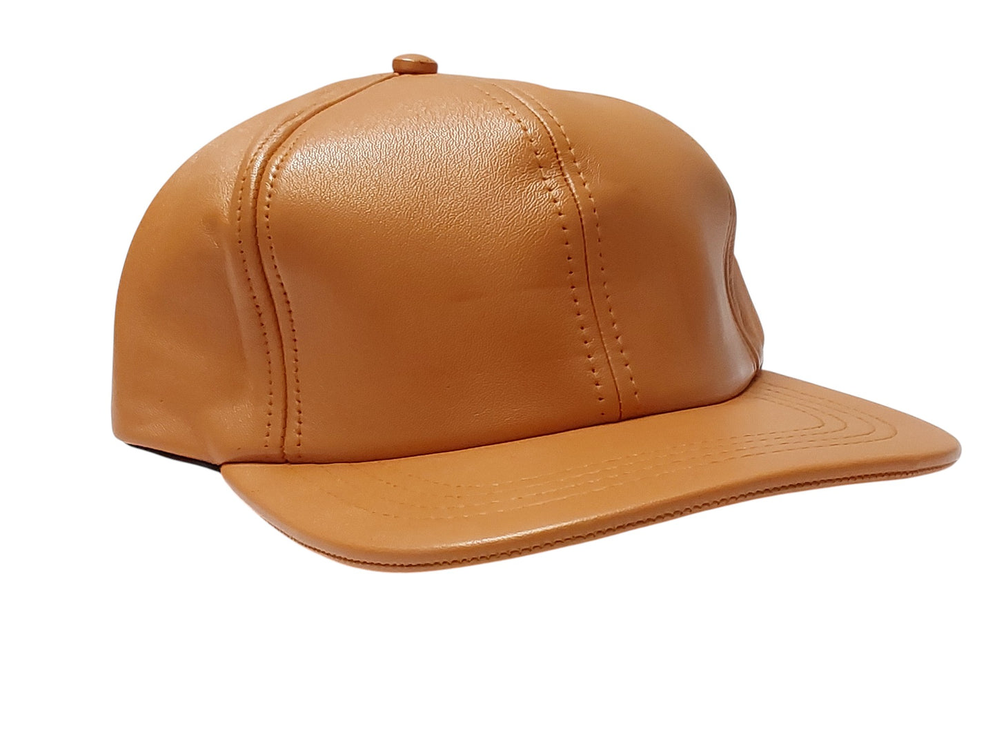 100% Hand Made, 6 Panel Sheep Leather, Mid Crown, Unisex Baseball Cap with Velcro Adjustable Back Strap