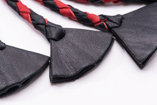 Hand Crafted Leather Traditional Cat of 9 Tails , Red and Black