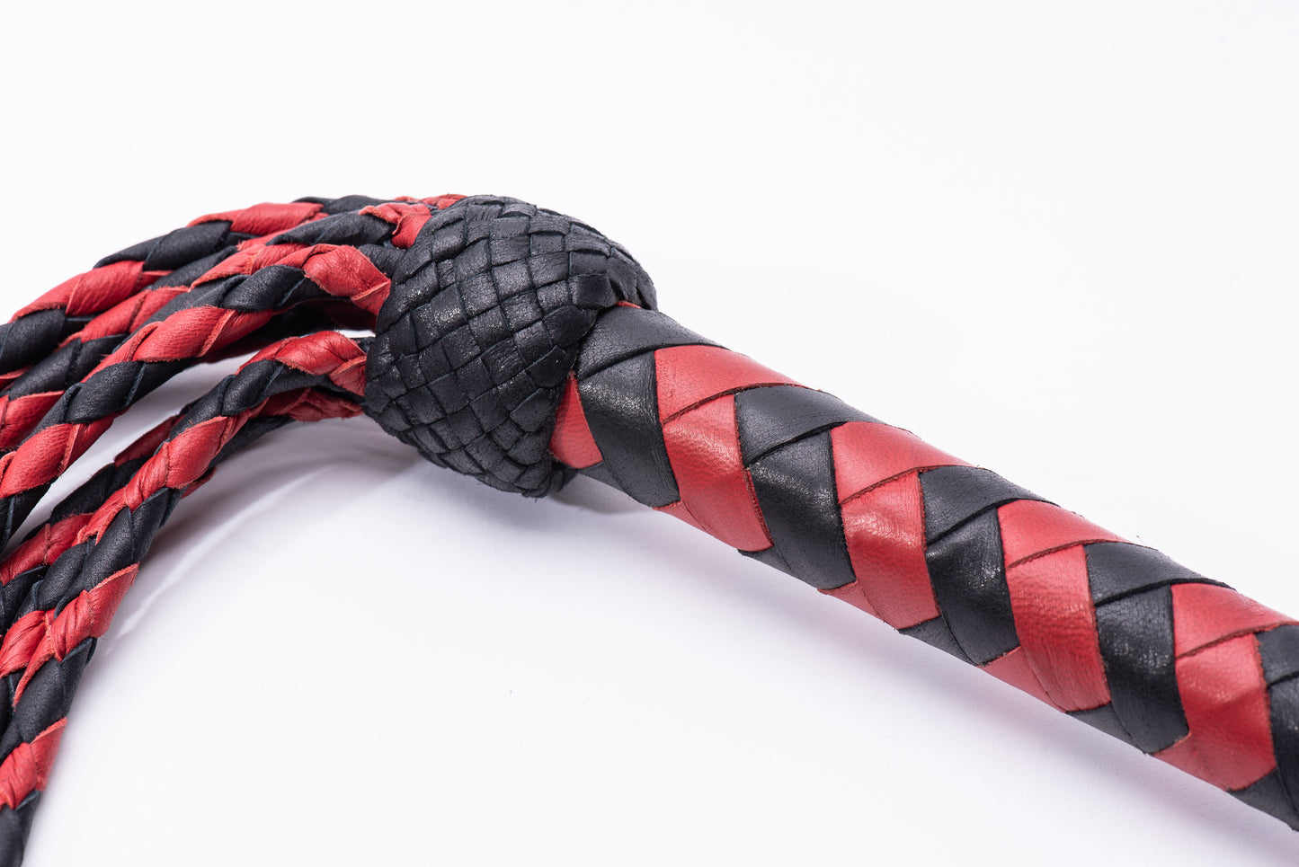 Hand Crafted Leather Traditional Cat of 9 Tails , Red and Black