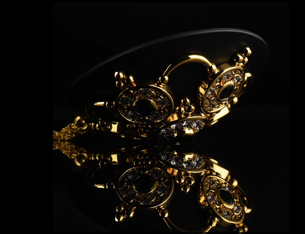 Luxury Baroque Leather Pasties with Czech Zircon Gems Inlaid