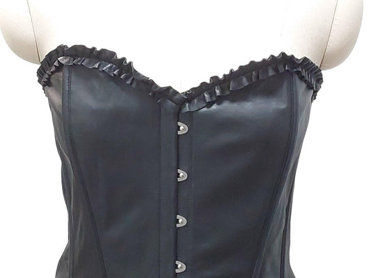 Inanna Corset – Over Bust Corset Goddess of Love & War | Handmade Leather with Frilled Edges