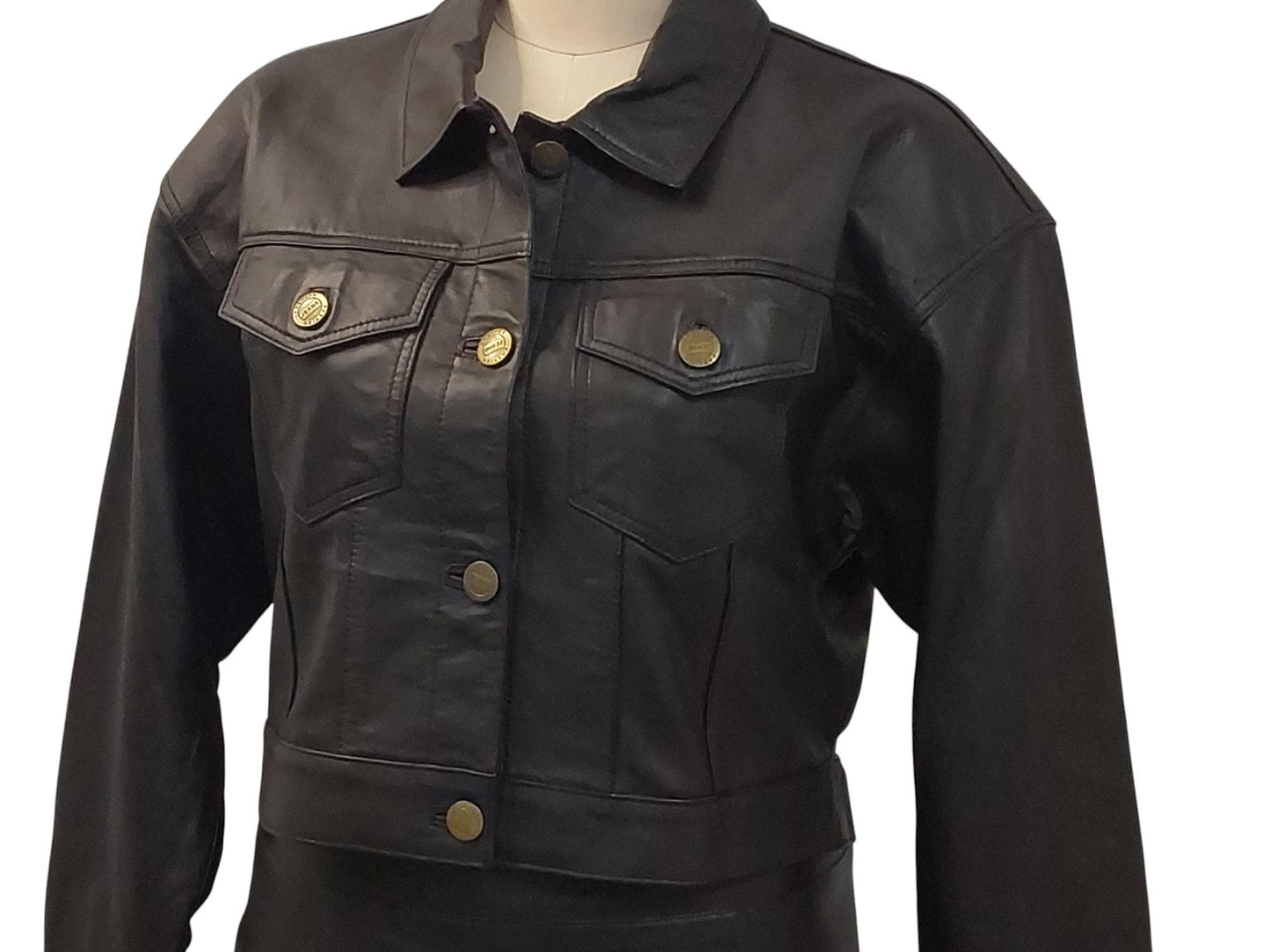 Handmade black lambskin leather jacket with brass buttons, lined for comfort, lightweight yet stylish—luxury artisan fashion built to last.