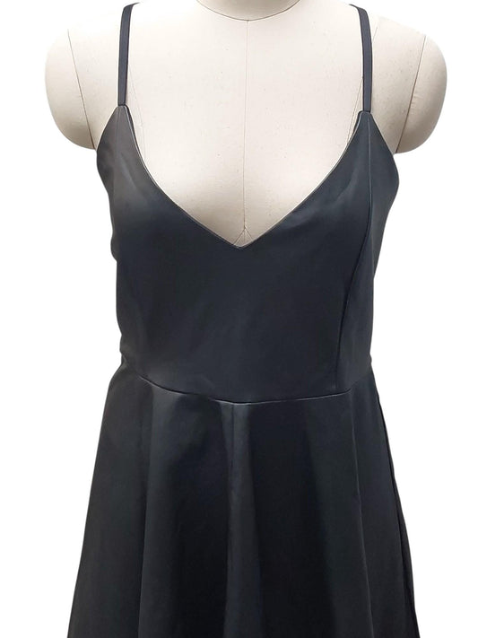 Hand-Made Black Pagan Dress – Lamb Leather, Suede Lined, Star Strap Back, V-Neck Design