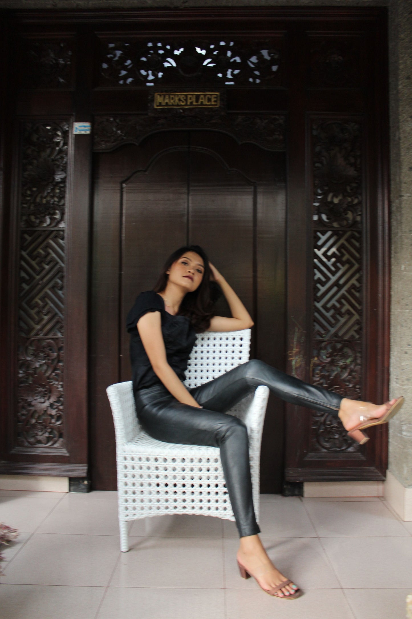 Women's Hand made 100% Leather Jeans , Genuine Luxurious Soft Lambskin Leather Black Colour , Straight Leg Pants - No legs Zipper .
