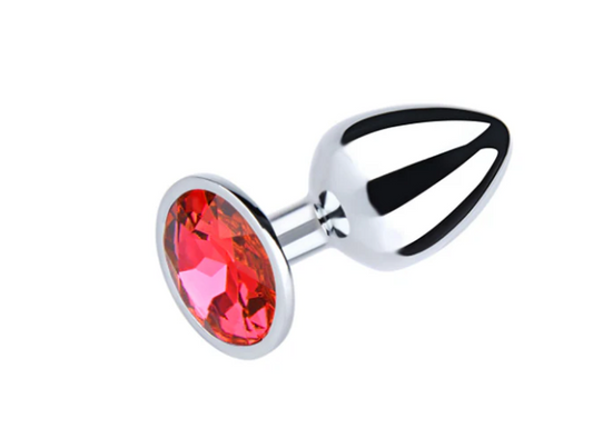 Round Metal Butt/Anal Plug Medium (Pine Cone Shaped) with Coloured Gem