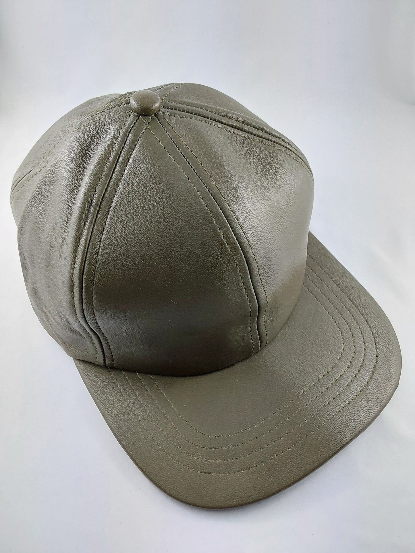 100% Hand Made, 6 Panel Sheep Leather, Mid Crown, Unisex Baseball Cap with Velcro Adjustable Back Strap (Copy)