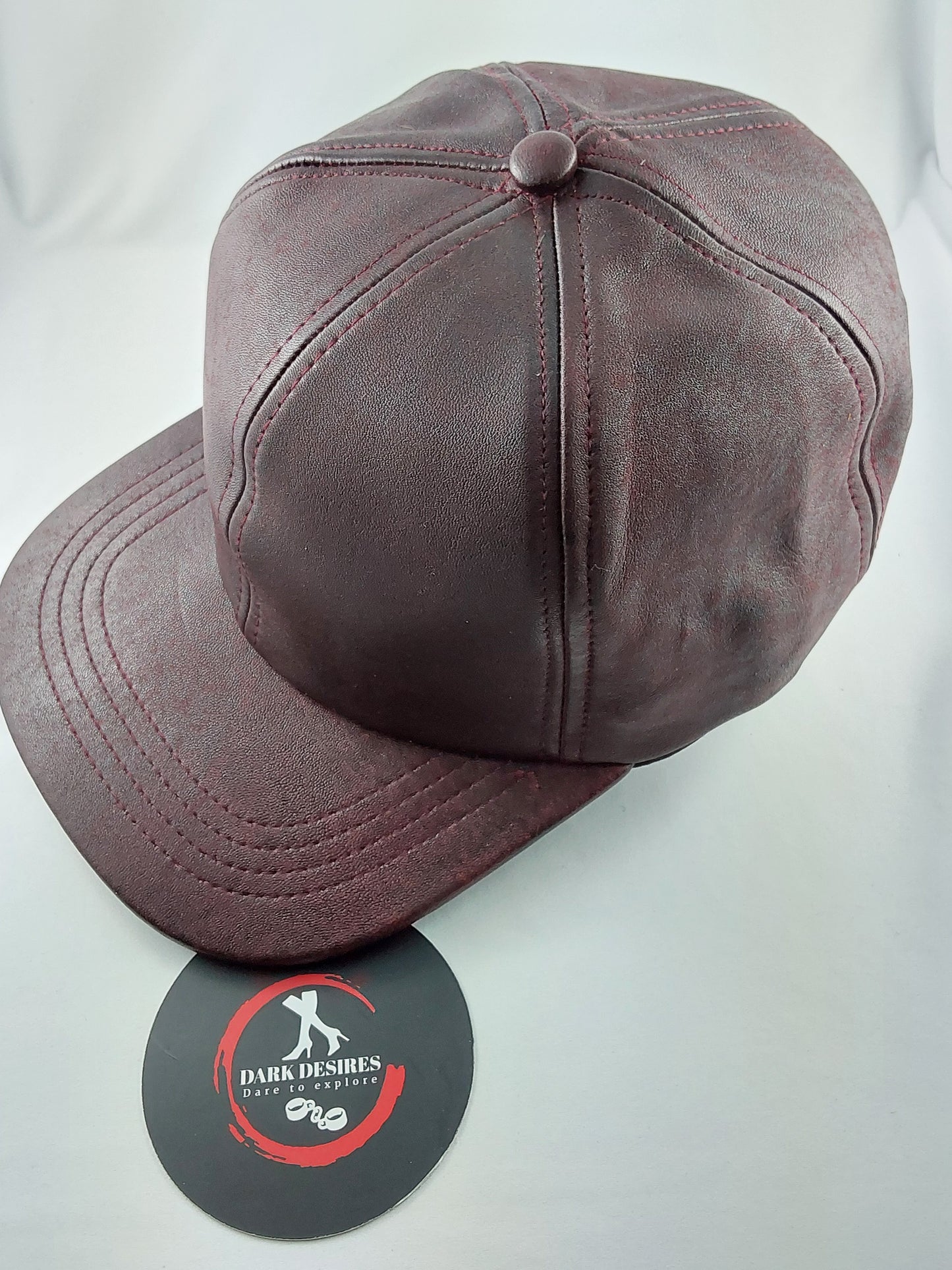 100% Hand Made, 6 Panel Sheep Leather, Mid Crown, Unisex Baseball Cap with Velcro Adjustable Back Strap (Copy)