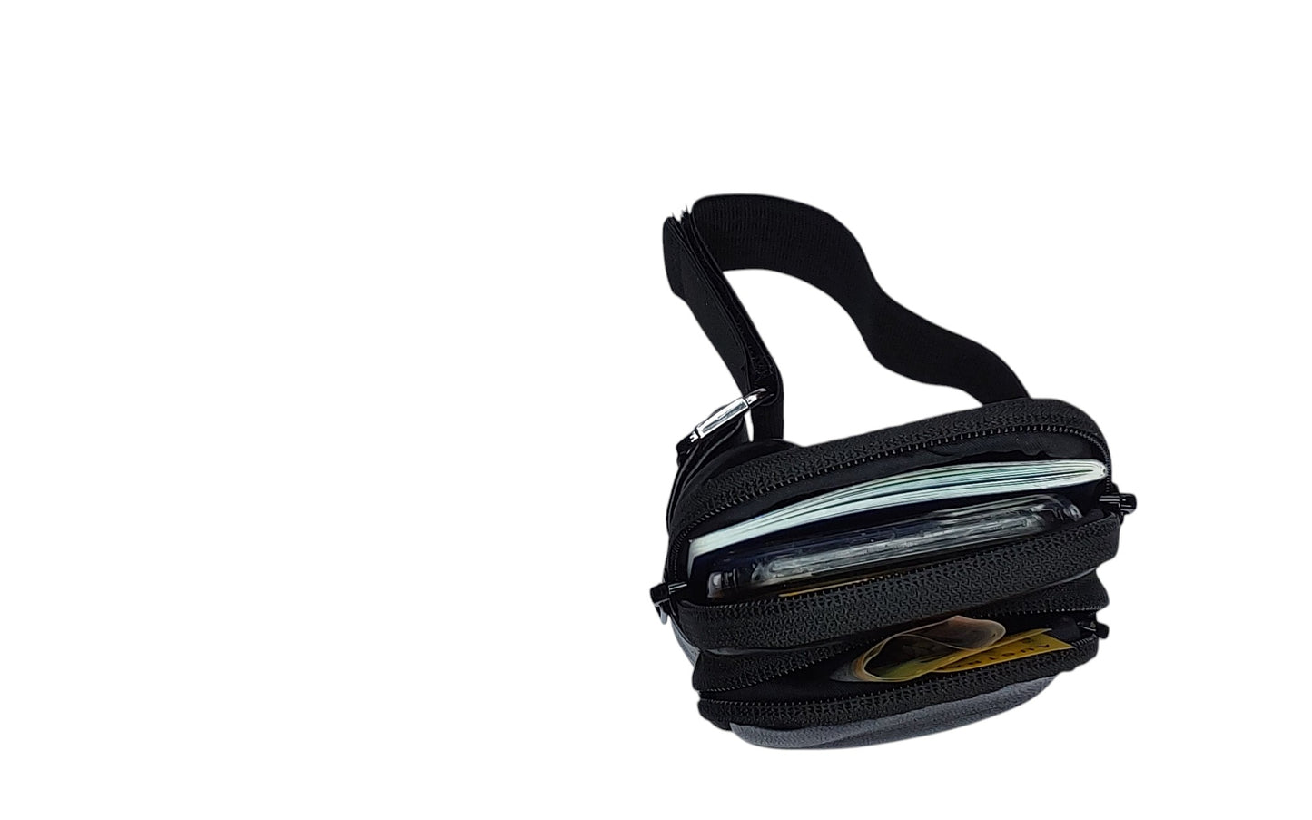 Hand Made Leather Ankle or Arm Bag with twin zippered pockets and Velcro fastener